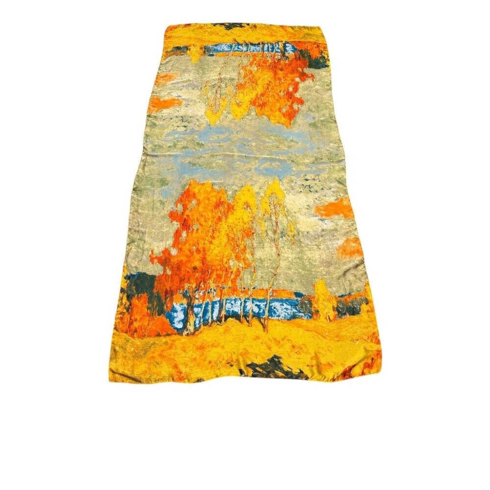 Large Scarf/Wrap With Autumn Landscape Print